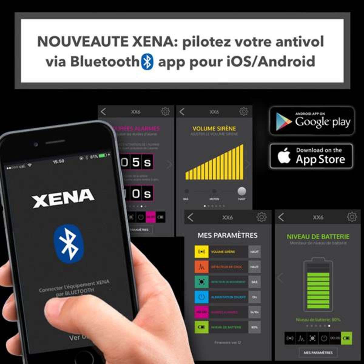 XX15 Bluetooth Xena SRA, Bloque-disque Alarme Connectée