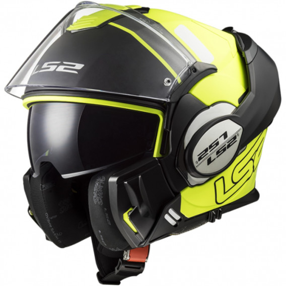 Casque Moto Modulable Ls2 Ff399 Valiant Prox Noir Mat Jaune Fluo