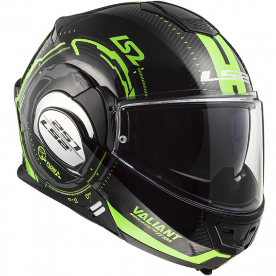 Casque Moto Modulable Ls2 Ff399 Valiant Nucleus Noir Glow Vert
