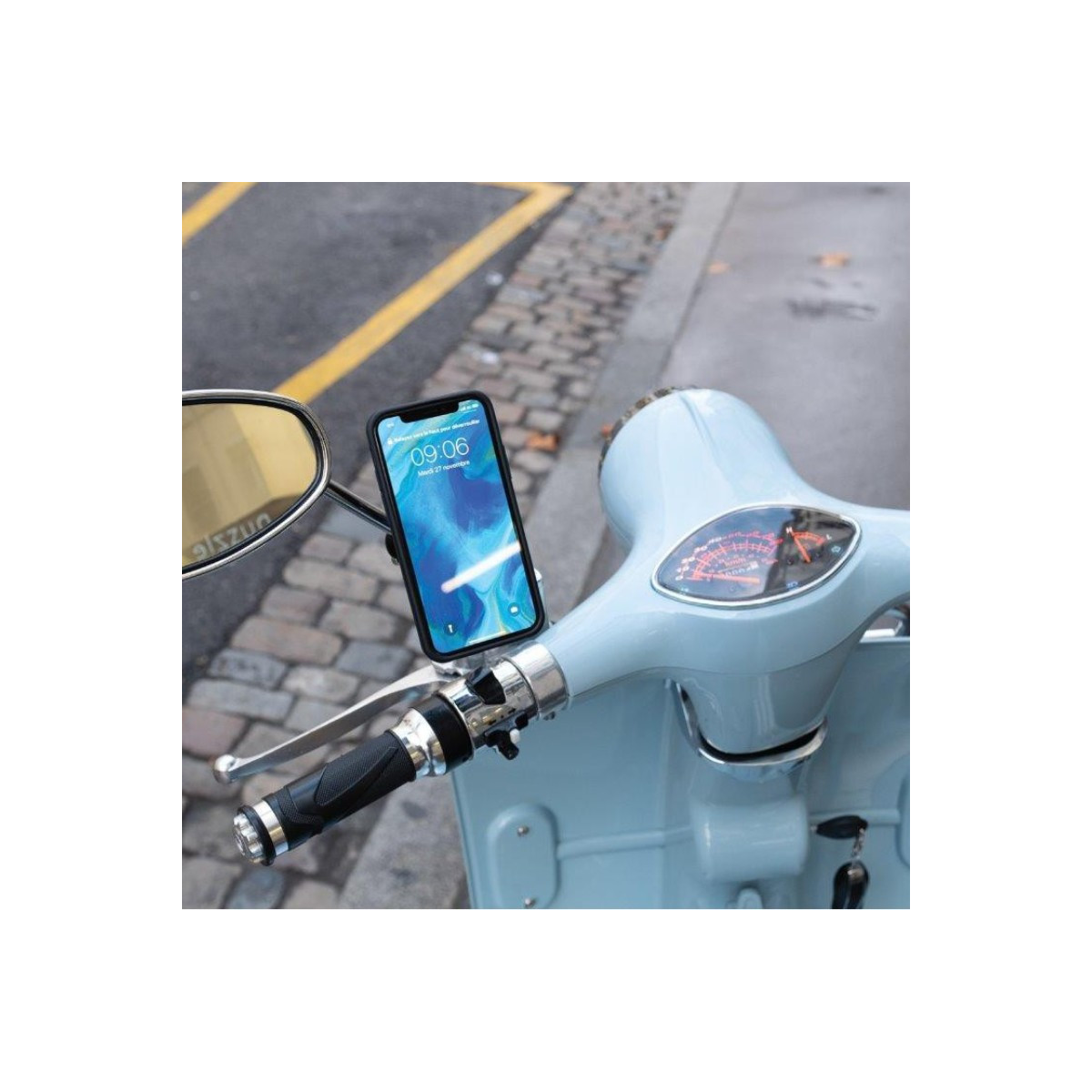 Support de téléphone pour moto et scooter, rétroviseur, universel, aluminium