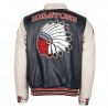 BLOUSON HELSTONS CHEYENNE CUIR RAG BLEU BEIGE