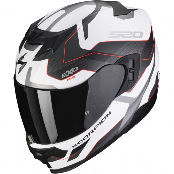 SCORPION EXO-520 EVO AIR ELAN BLANC MAT ARG ROUGE