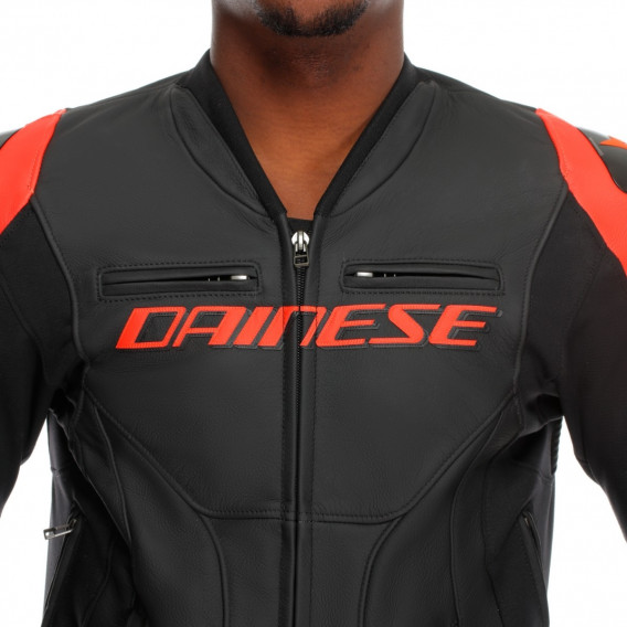 BLOUSON DAINESE RACING 5 NOIR NOIR ROUGE FLUO