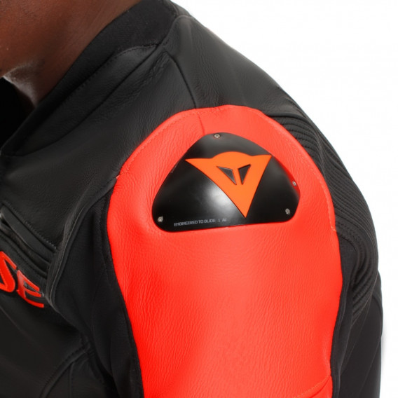 BLOUSON DAINESE RACING 5 NOIR NOIR ROUGE FLUO